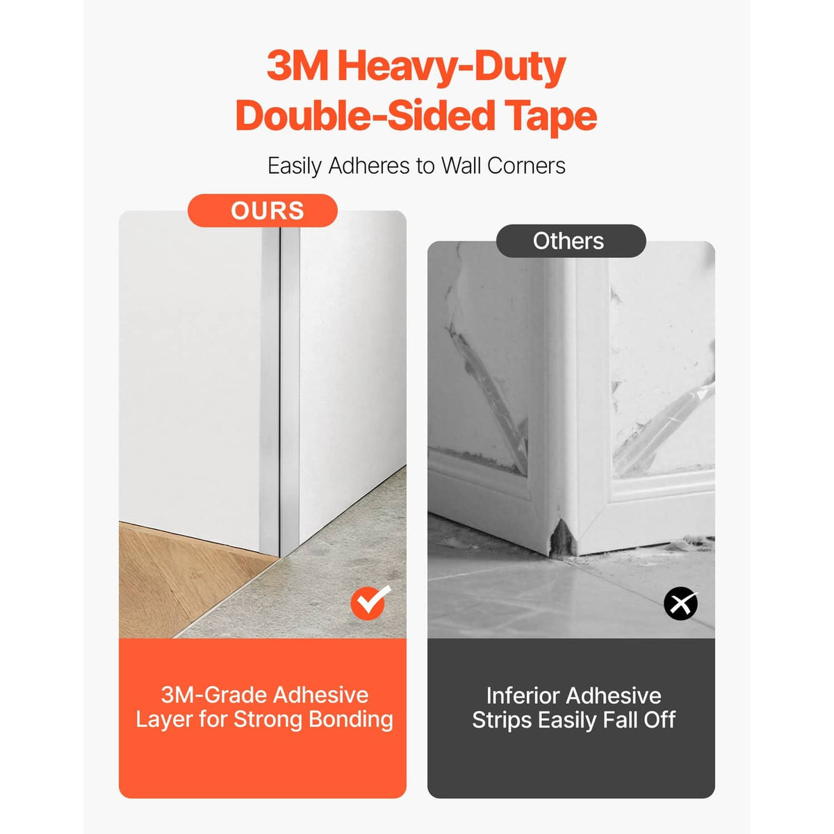 Double-sided adhesive tape for stainless steel wall corner protectors