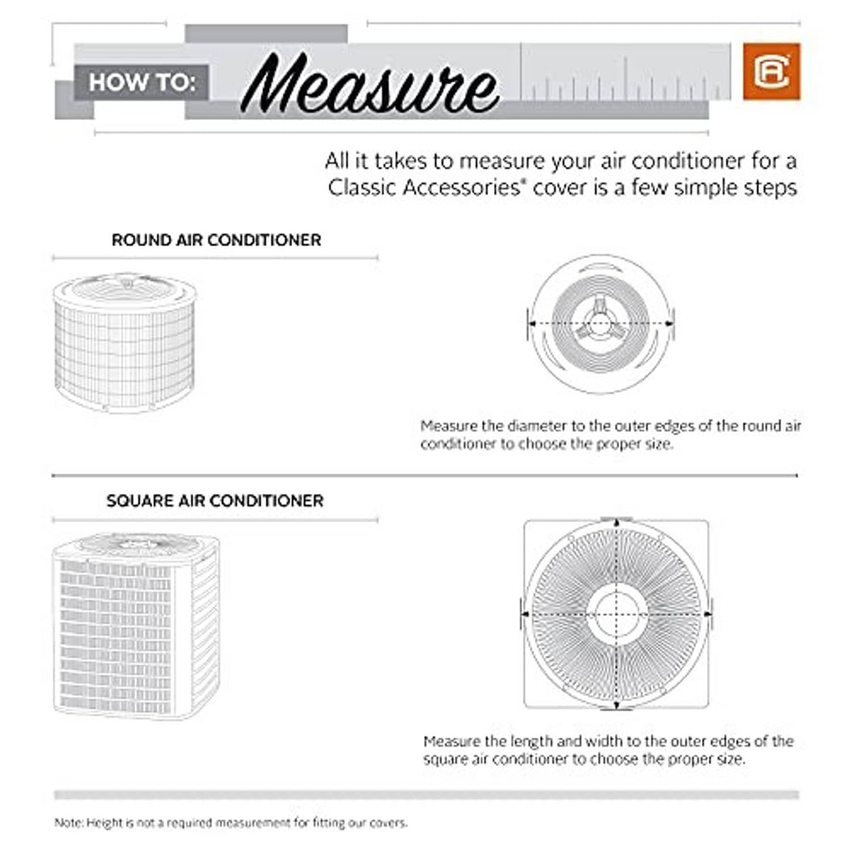 Measurement guide for square air conditioner cover size selection
