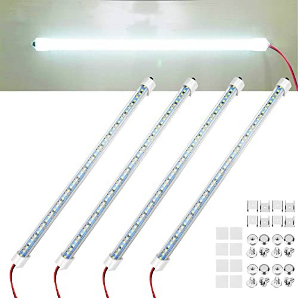Car interior LED light bar set of four strips with red power wire leads