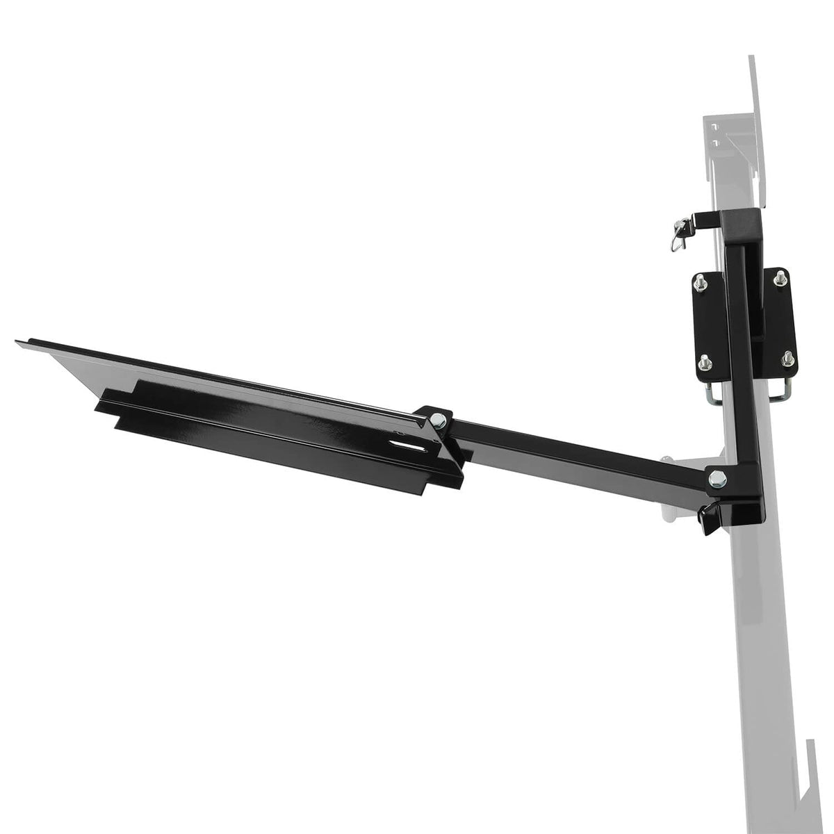 Black swing arm assembly with bumper-mount bracket and vertical support plate