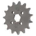 Grey front drive sprocket gear with raised teeth and mounting holes