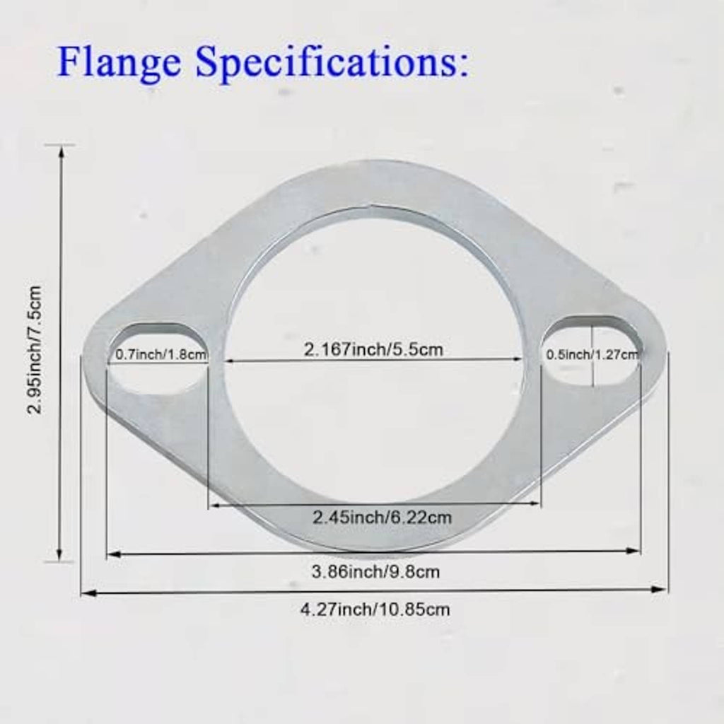 Exhaust adapter flange template with central hole and two mounting tabs