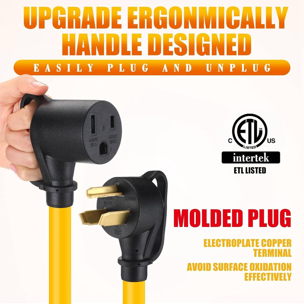 Welder adapter cord with molded plug ends, NEMA 10-30P and 6-50R