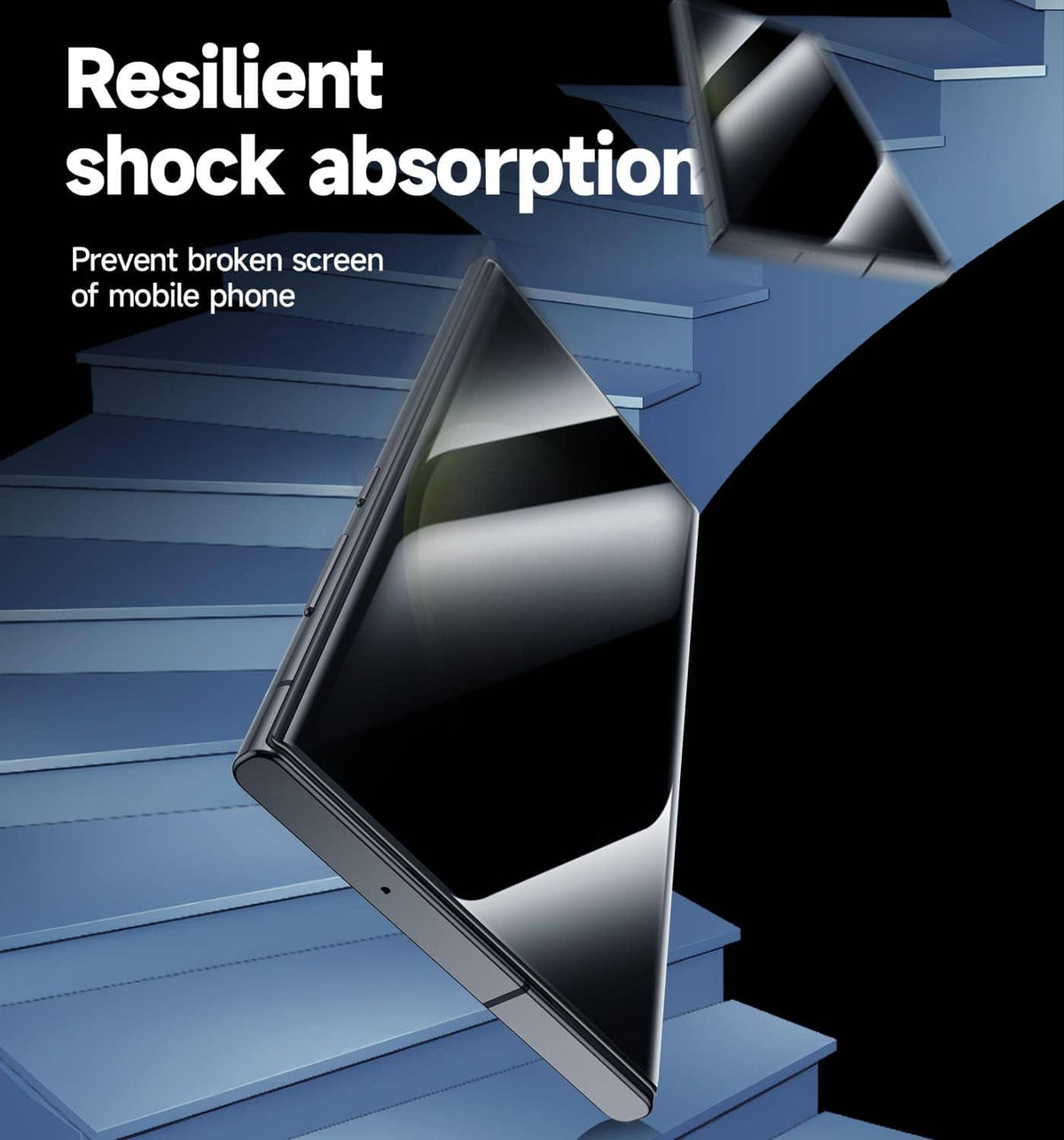 Tempered glass screen protector with shock absorption to help prevent broken screens