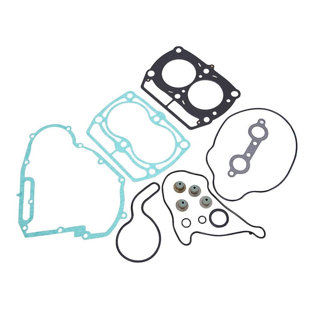 Engine gasket set kit with black and blue gaskets, round valve cover seals, and O-rings
