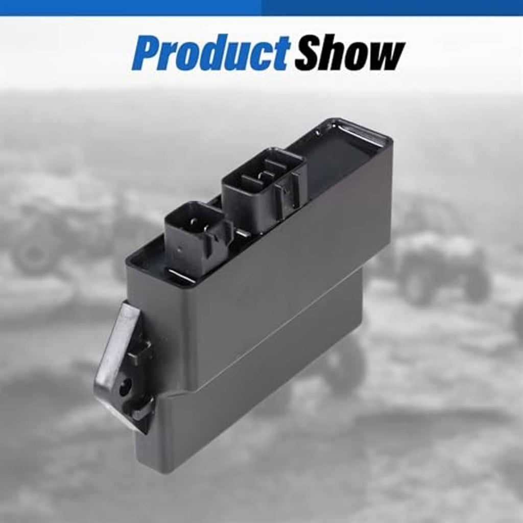 Black ignition CDI control box side view with two plugs and mounting bracket