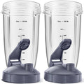 Transparent 32oz replacement to-go cups, flip-top lid and dark base, 2-pack