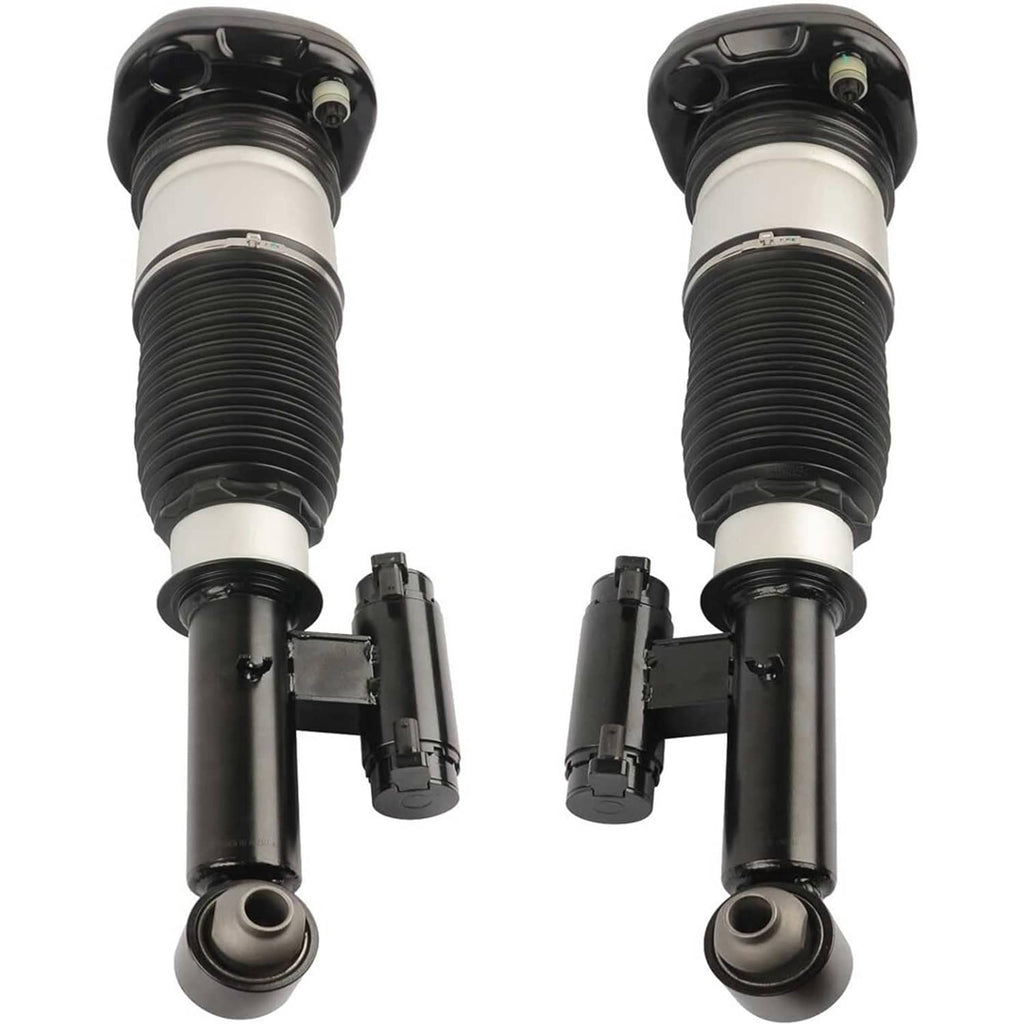 Air suspension strut pair with twin bellows and black mounting brackets