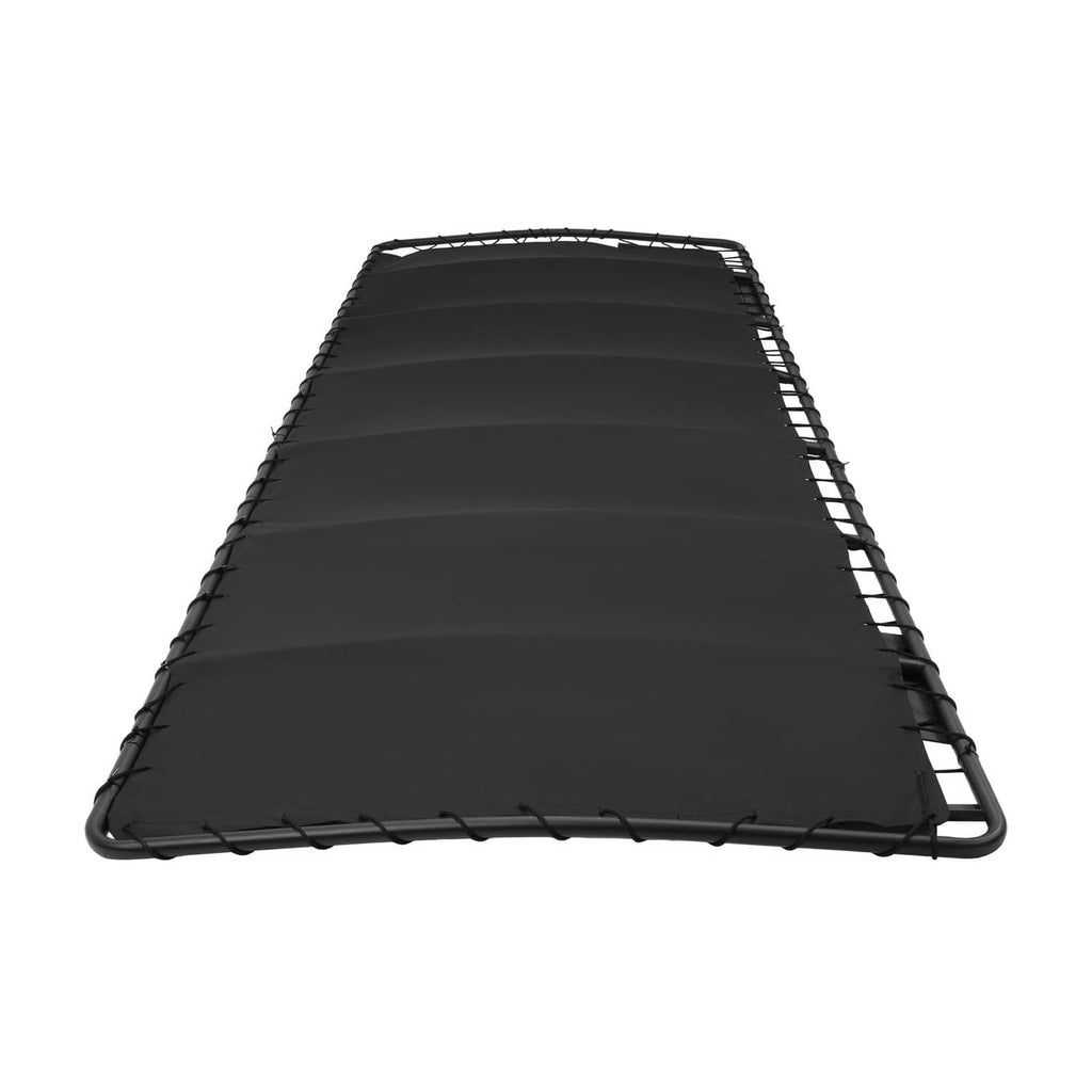 Golf cart sun top viewed from above with black fabric panel and mesh wire edges