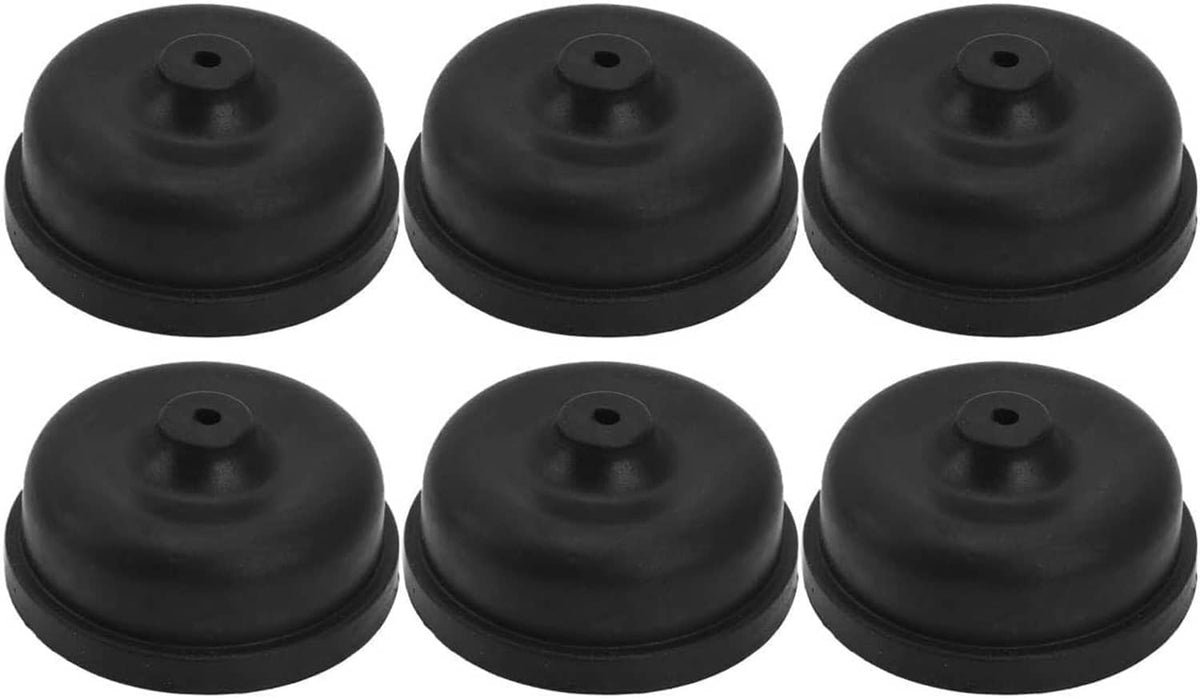 Set of six black aquarium air pump diaphragms with center holes