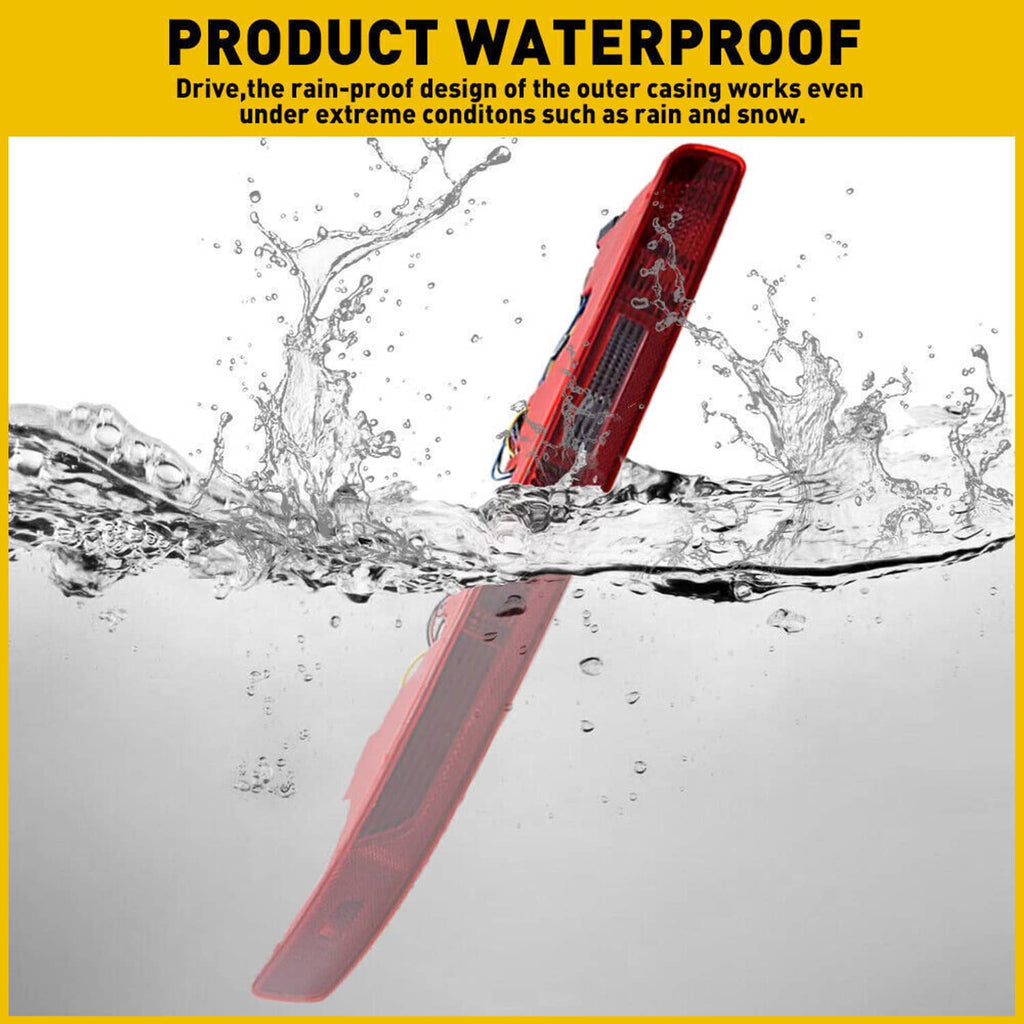 Red taillight lamp with water-splash protection design on the lens