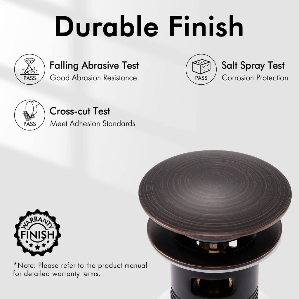 Oil-rubbed bronze vessel drain cap with durable, dark finish