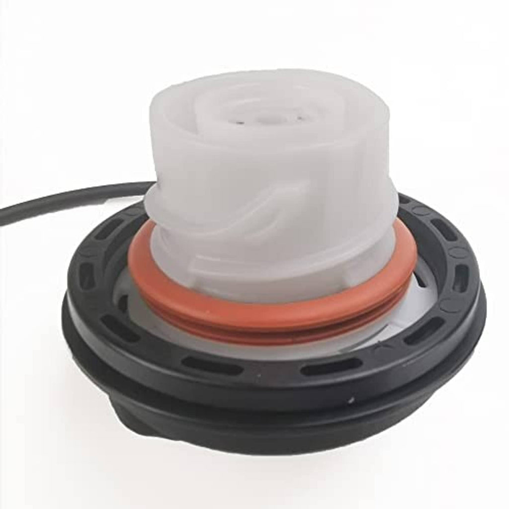 Fuel gas cap internal assembly with translucent white top and orange rubber seal