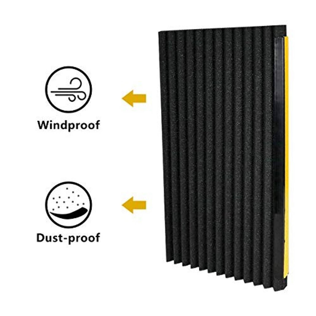 Black foam AC side panel with yellow edge; windproof and dustproof protection design.