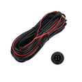 Black rear camera extension cable with red/black wires and round 4-pin connector