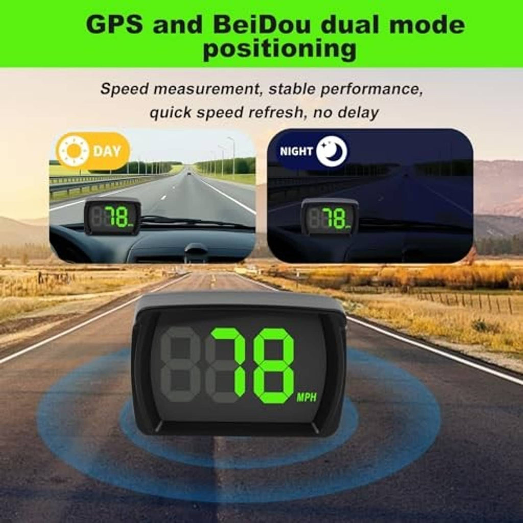 HUD speedometer with green 18 MPH display mounted on car dashboard