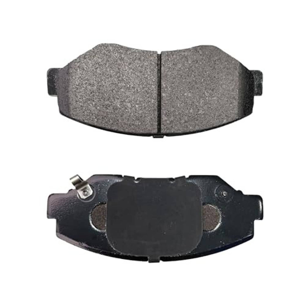 Ceramic disc brake pads, gray friction pad with black backing plate and clips