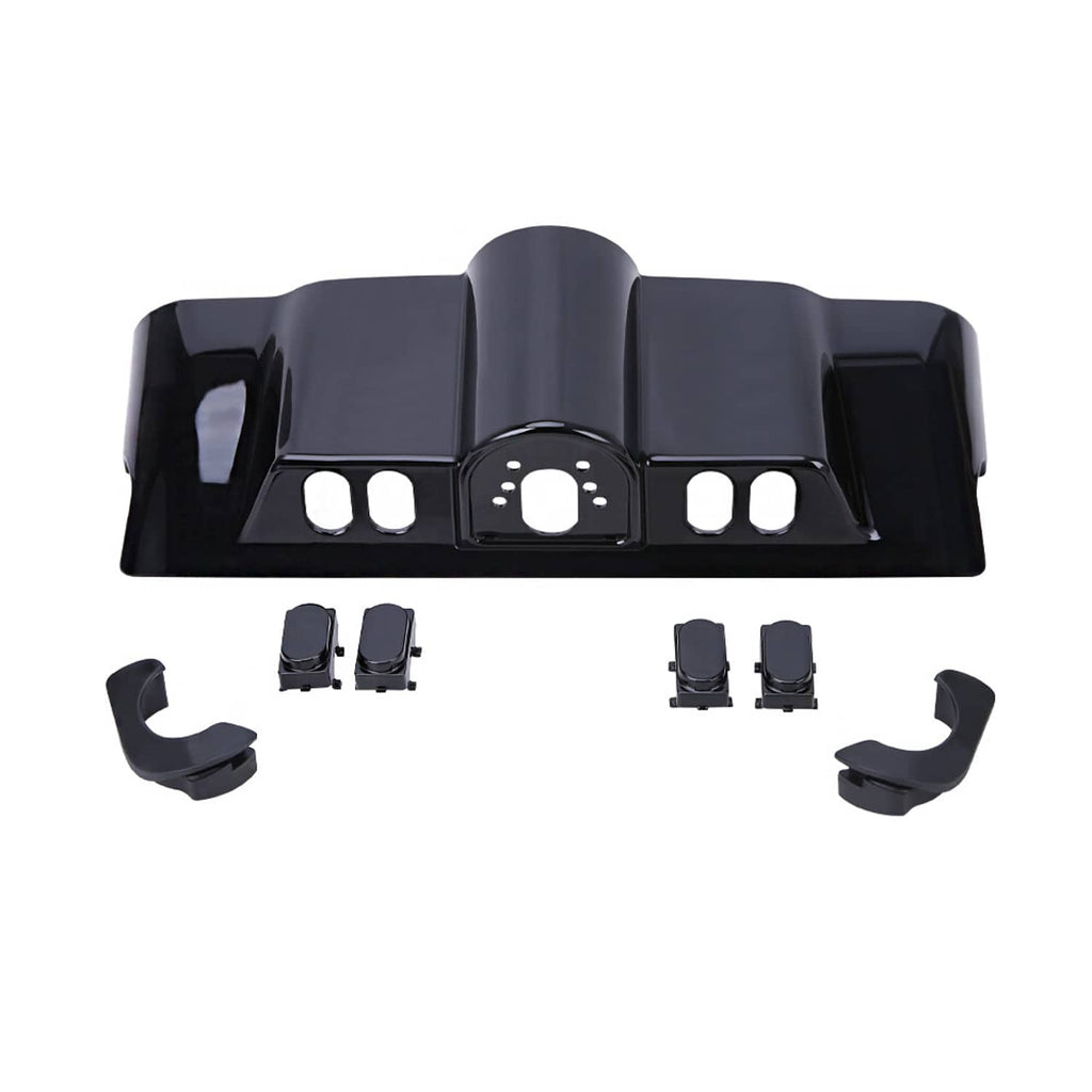 Black inner fairing switch cap kit cover set with side inserts and central mounting cutout