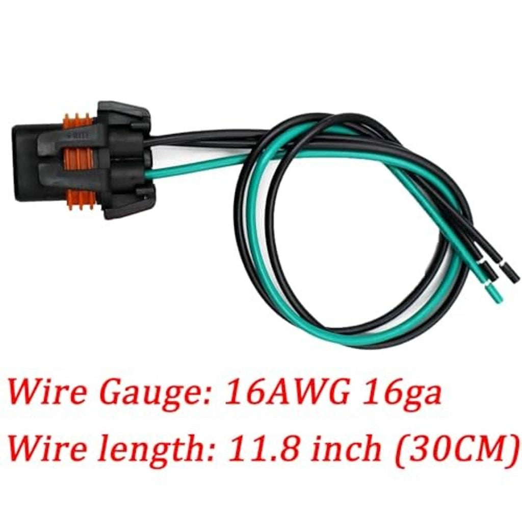 Teal and black 2-pin wiring harness with inline connector and bundled lead wires
