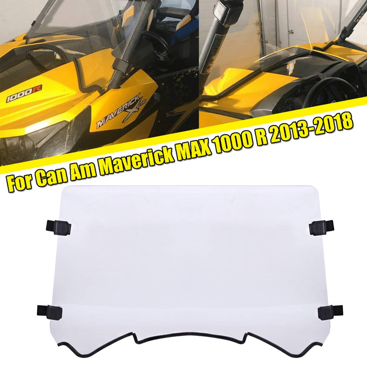 RivetOak Full Front Windshield with Clamps fit for Can Am Maverick 1000R 2013-2018 UTV