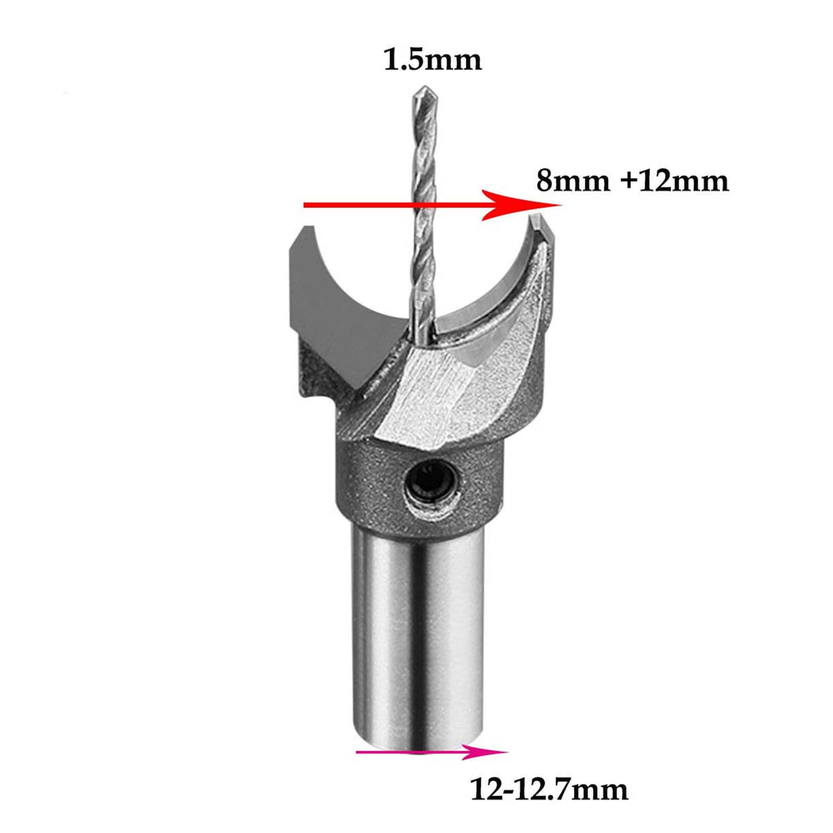 Wooden bead hole cutter bit, 1.5mm center drill, 8mm +12mm outer cutters