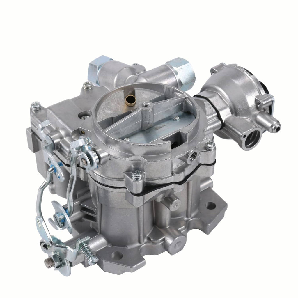Marine carburetor with circular throttle opening and side connection fittings