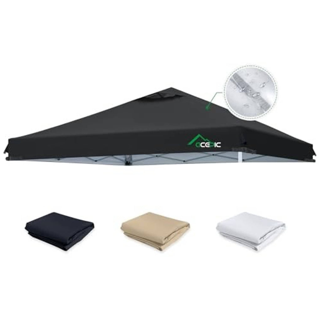Black canopy replacement top with air vent, underside view, top only