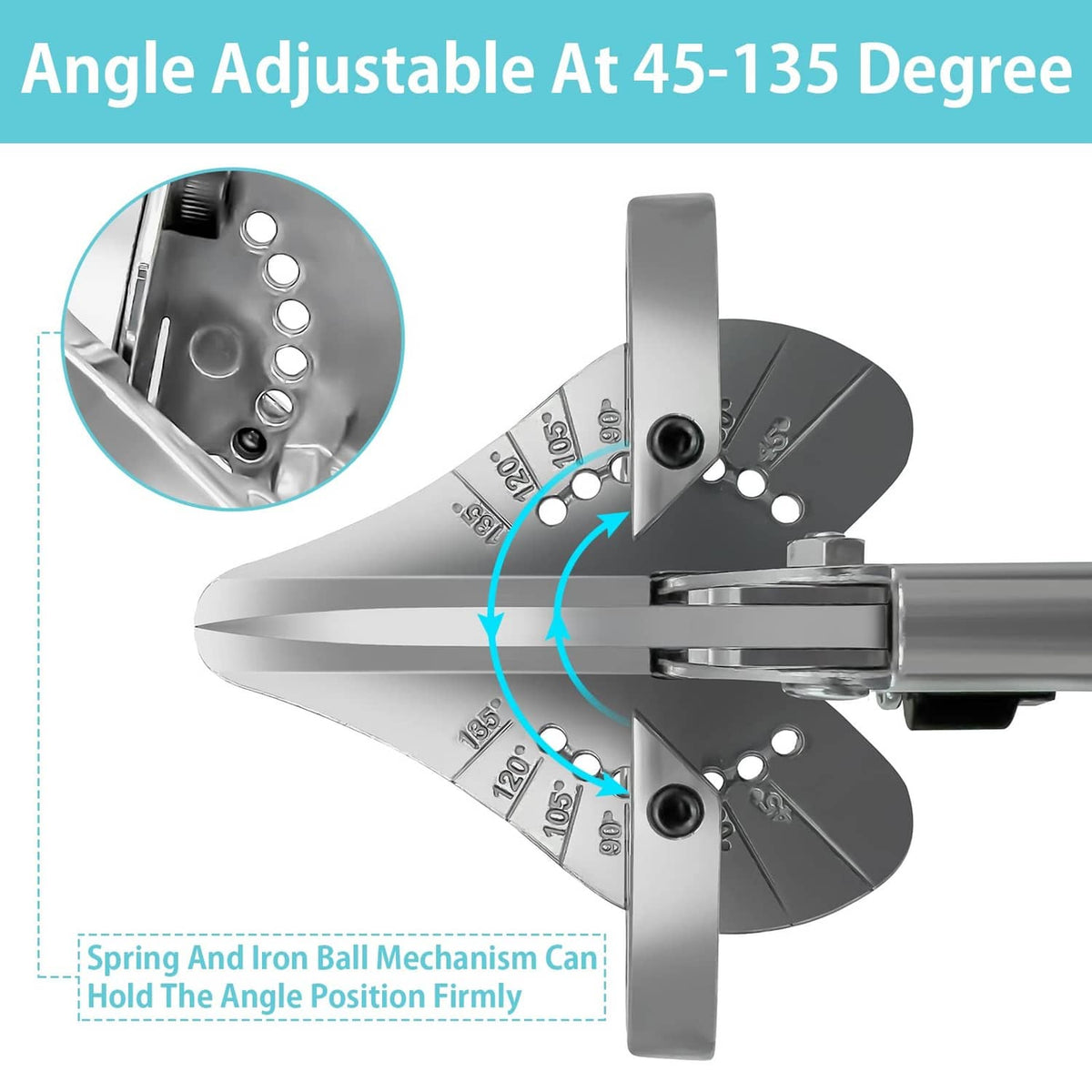 Angle-adjustable miter shears with gray base plate and teal handles