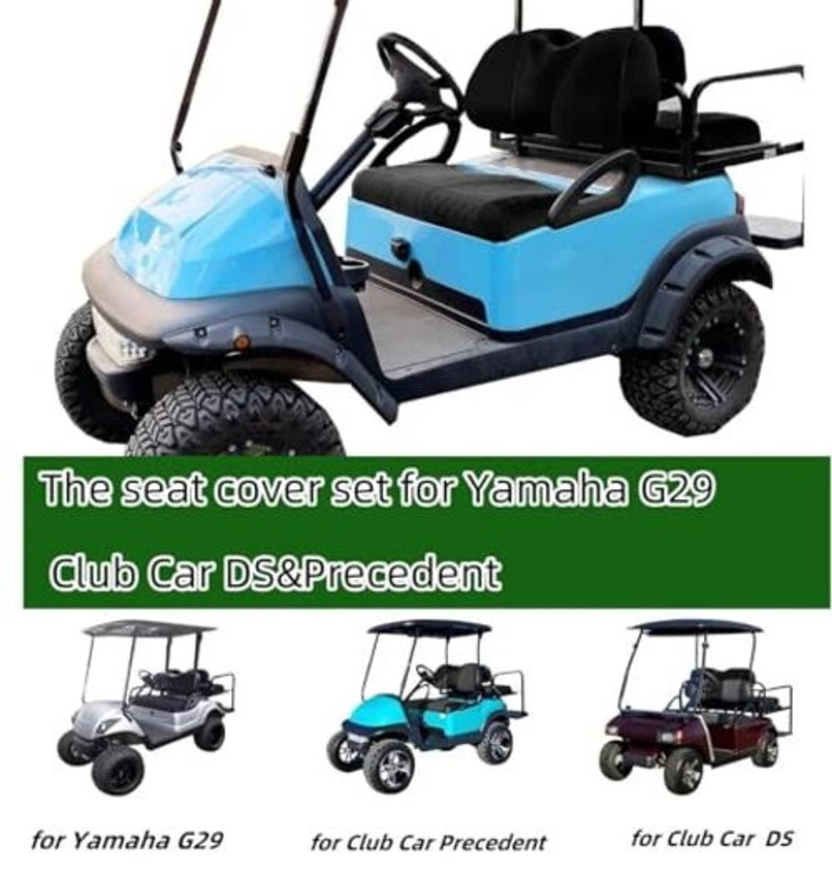 Black breathable mesh golf cart seat cover set on front bench cushion