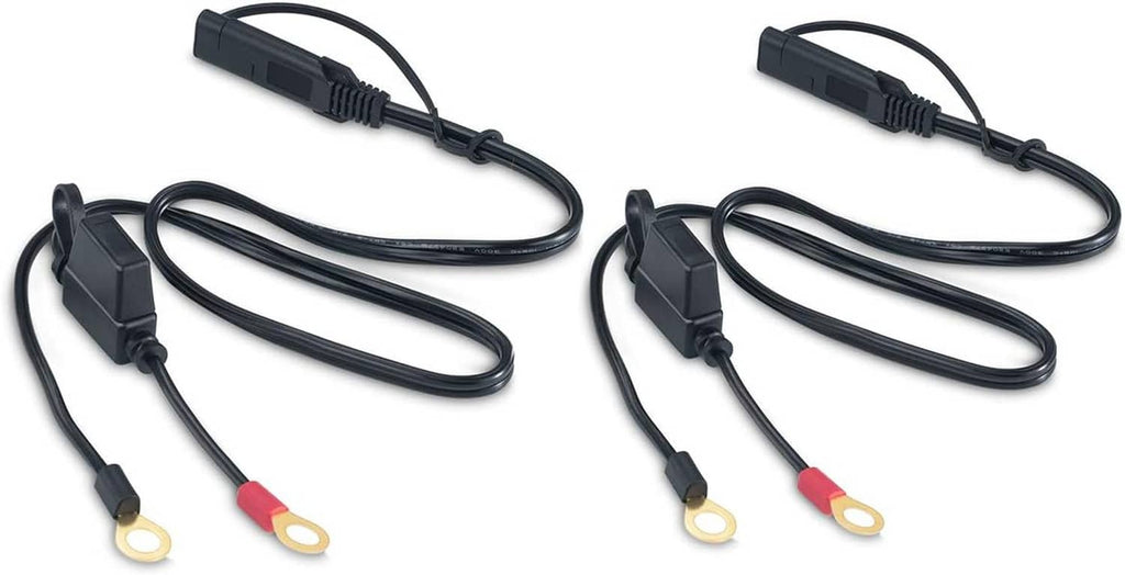 SAE quick disconnect extension cable with ring terminals, black leads and red/amber ends