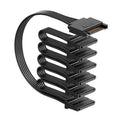 6-way SATA power splitter cable with stacked 15-pin input and five SATA power outputs