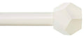 Curtain rod end cap with faceted hexagonal finial, light cream