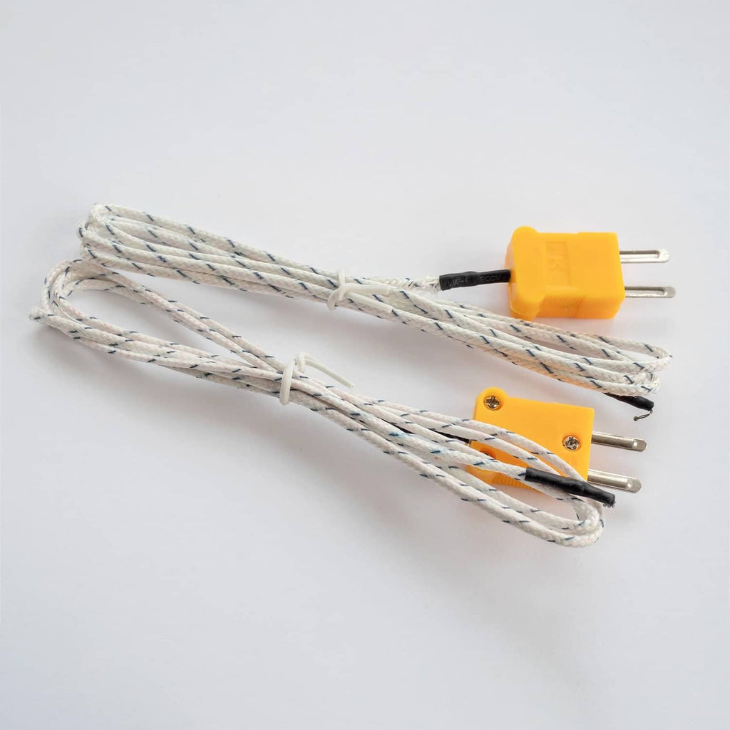 K-type thermocouple wire with braided leads and yellow plug connector