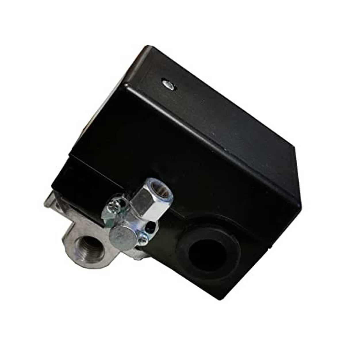 Air compressor pressure switch housing with mounting bracket and inlet port