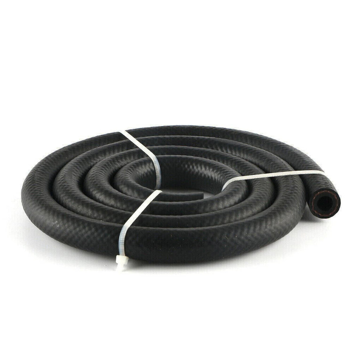 Black rubber hose coil with capped end for oil cooler installation kit