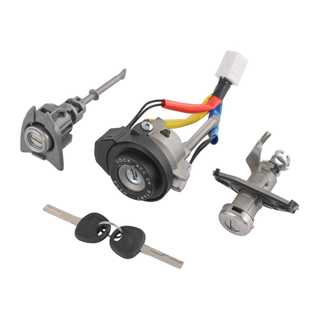 Front left door lock barrel and ignition switch cylinder with keys and wiring harness