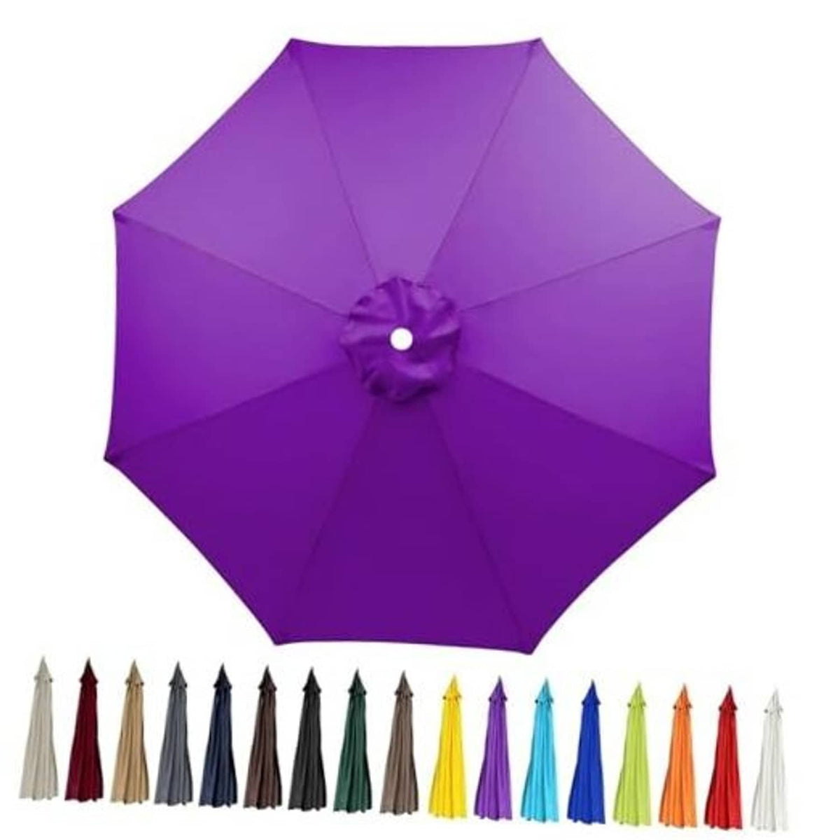 Purple octagonal patio umbrella replacement canopy with center vent and scalloped seams