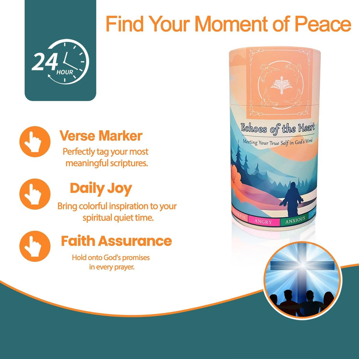 Bible verse jar with peach lid, landscape label, and color-coded card bands