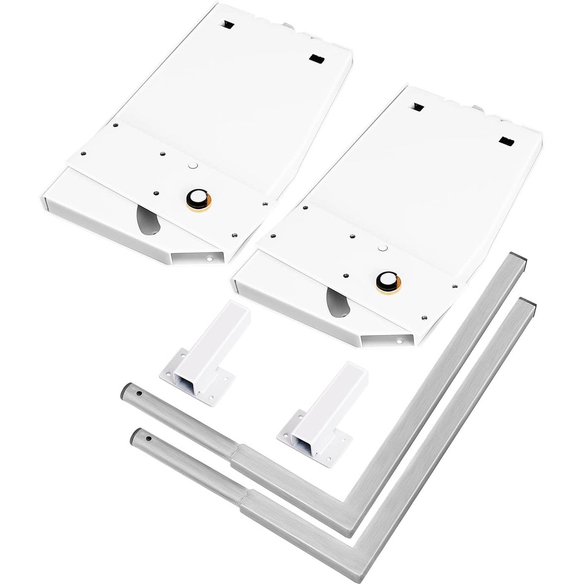 White Murphy bed spring mechanism brackets with attached rods and steel leg pieces
