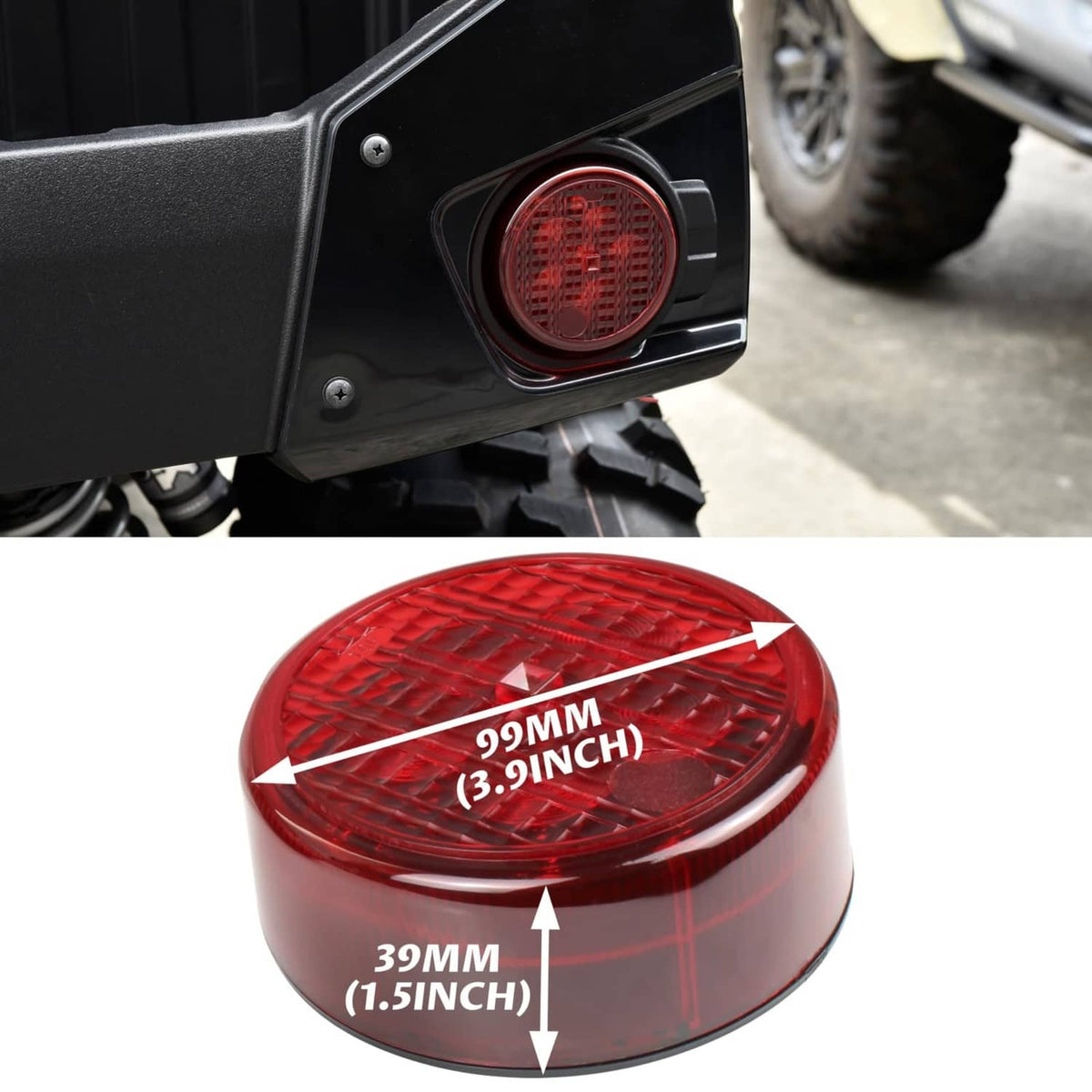 Red LED tail light lens, 99mm diameter and 39mm height