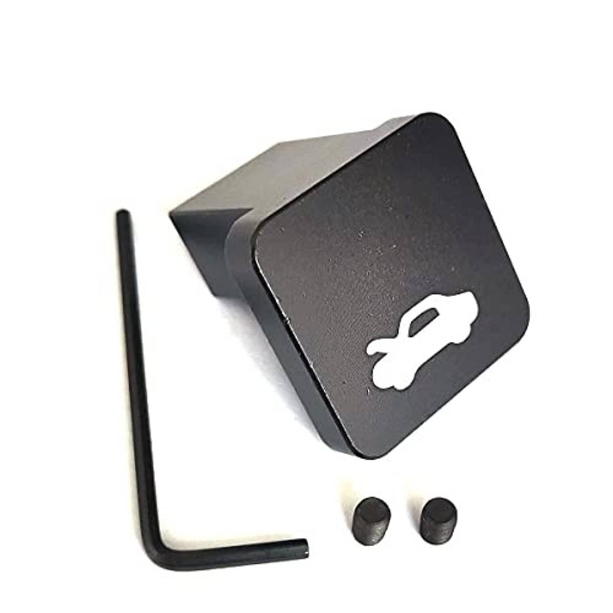 Black hood latch release handle with hood icon; includes hex key and two fasteners