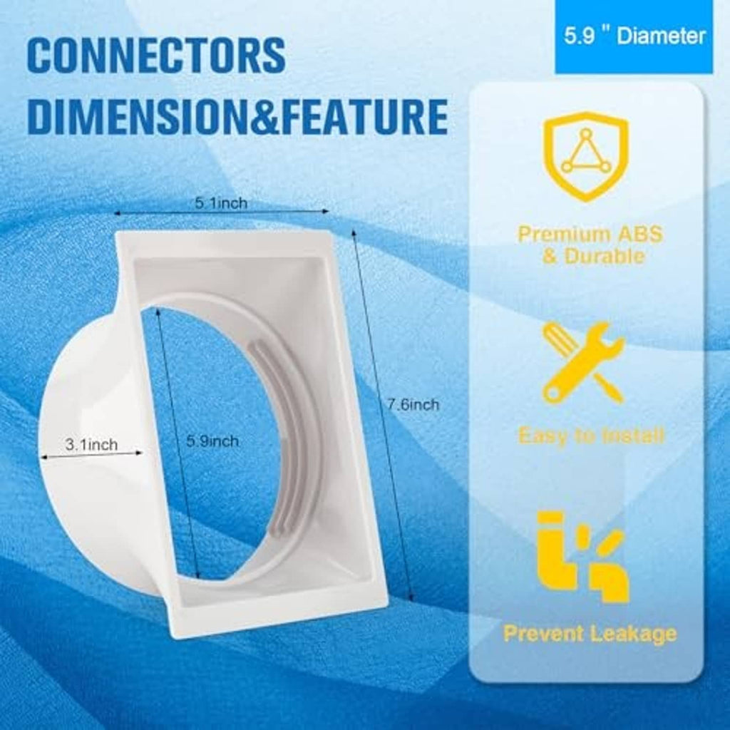 Rectangular window coupler adapter with circular seal opening and white ribbed hose