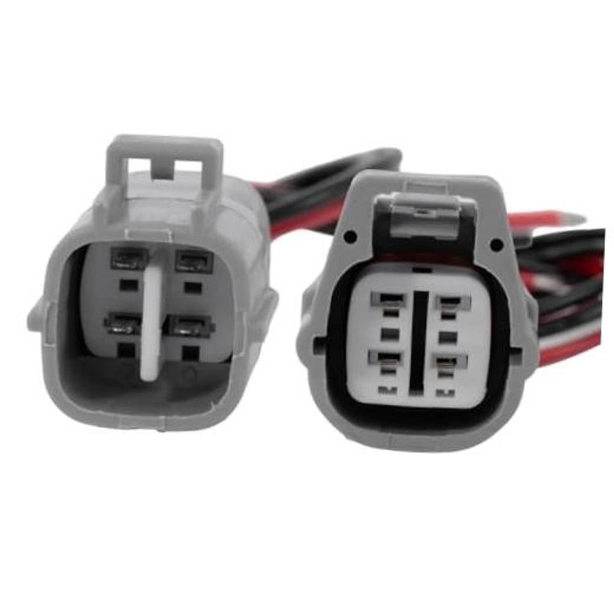 4-pin EFI throttle body connector plug pair with gray housing and red/black wires
