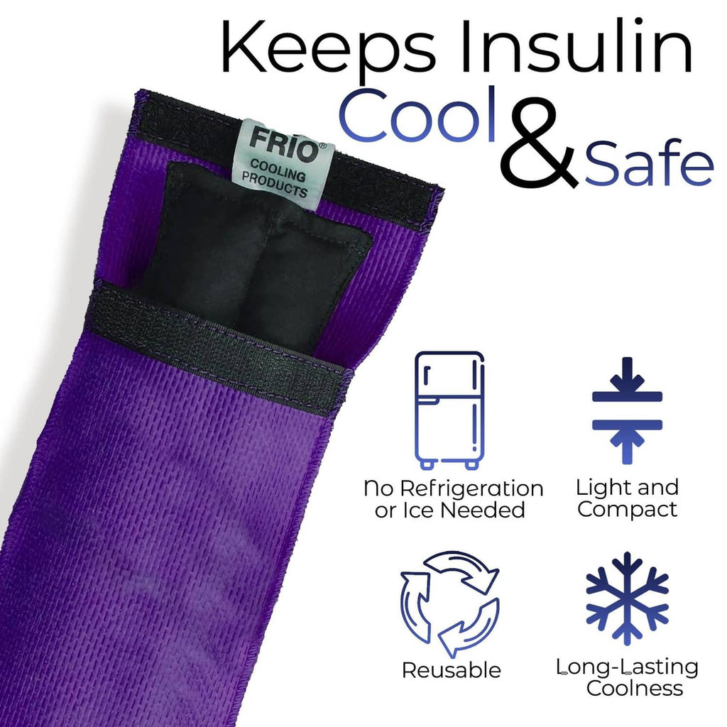Purple FRIO cooling wallet with black storage pocket, compact wrap