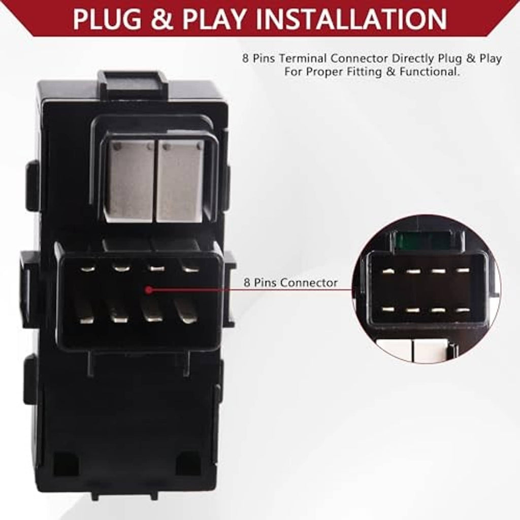 Black power window control module with 8-pin connector and plug ports