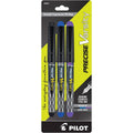 Set of three Pilot Precise Varsity pens, medium point, in black, blue, purple