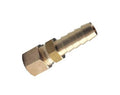 Automatic transmission cooler line fitting: 3/8 compression to 3/8 hose barb, brass