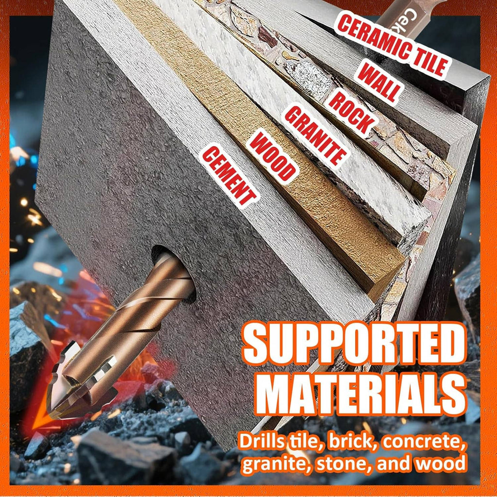 Carbide masonry drill bit with spiral flutes for brick, concrete, granite, and wood