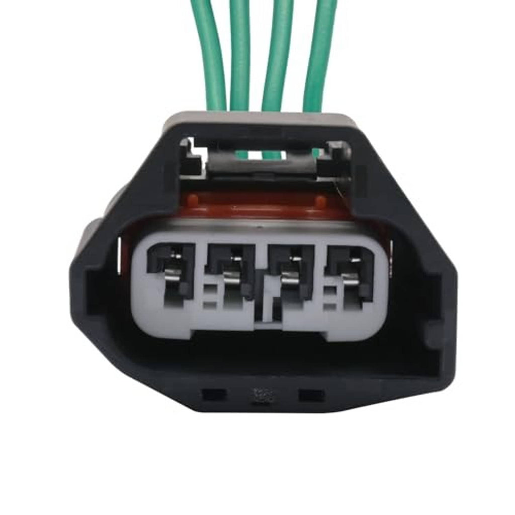Electronic throttle body actuator connector pigtail, front view with green wires