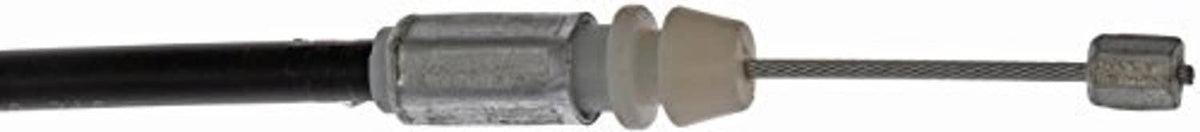 Hood release cable connector with rubber boot and metal sleeve